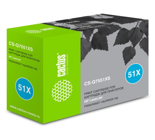 Картридж лазерный Cactus CS-Q7551XS Q7551X черный (13000стр.) для HP LJ P3005/M3027/M3035
