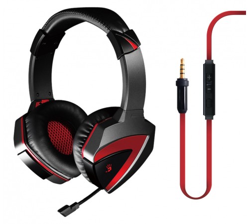 Наушники с микрофоном A4Tech Bloody G500 черный/красный мониторные оголовье (A4TECH G500) Наушники с микрофоном A4Tech Bloody G500 черный/красный мониторные оголовье (A4TECH G500)
