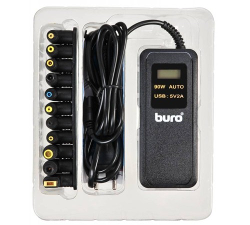 Блок питания Buro BUM-0065A90 автоматический 90W 12V-20V 11-connectors 5A 1xUSB 2.1A от бытовой электросети LСD индикатор Блок питания Buro BUM-0065A90 автоматический 90W 12V-20V 11-connectors 5A 1xUSB 2.1A от бытовой электросети LСD индикатор