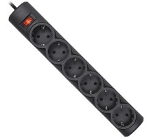 Сетевой фильтр Defender DFS 153 3 м, черный, 6 розеток Defender DFS 153 (3 м, 6 розеток) (99495)