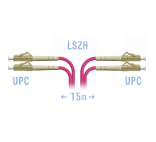 Патчкорд оптический LC/UPC-LC/UPC MM (OM4) Duplex 15 метров