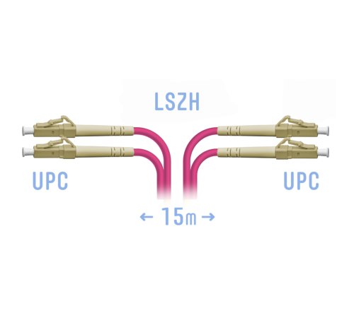 Патчкорд оптический LC/UPC-LC/UPC MM (OM4) Duplex 15 метров