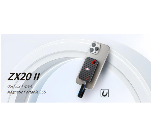 SSD накопитель Netac ZX20 II 512GB USB 3.2 Gen 2 Type-C External Magnetic Portable SSD, R/W up to 2000MB/1800MB/s, with USB C to A cable and 20Gbps USB C to C cable 3Y wty