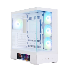 Корпус ZALMAN P40 DS, ATX, WHITE, WINDOW, 9.1-inch LCD screen, 2xCombo(2.5” or 3.5”), 1x2.5”, 1xUSB TYPE-C, 2xUSB3.0, SIDE 3x120mm ARGB, REAR 1x120mm ARGB