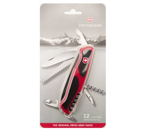 Нож перочинный Victorinox RangerGrip 55 (0.9563.CB1) 130мм 12функций красный/черный блистер Нож перочинный Victorinox RangerGrip 55 (0.9563.CB1) 130мм 12функций красный/черный блистер