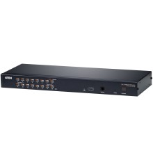 Переключатель KVM,  1 local user PS2+VGA+1 IP user => 16 cpu (PS2/USB/Sun+VGA)/RS232, без шнуров ATEN KH1516AI