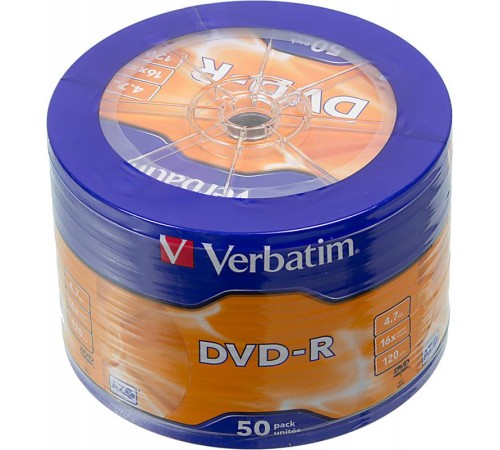 Диск DVD-R Verbatim 4.7Gb 16x Cake Box (50шт) (43731) Диск DVD-R Verbatim 4.7Gb 16x Cake Box (50шт) (43731)