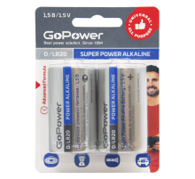 Батарейка GoPower LR20 D BL2 Alkaline 1.5V (2/12/96) блистер (2 шт.) Батарейка GoPower LR20 D (00-00017862)