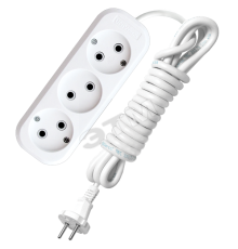 Удлинитель бытовой 3х3м без заземления 10А        АВС-плас тик E-203