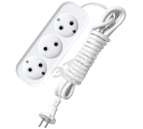 Удлинитель бытовой 3х3м без заземления 10А        АВС-плас тик E-203