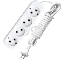 Удлинитель бытовой 4х3м без заземления 10А        АВС-плас тик E-204