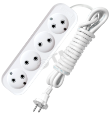 Удлинитель бытовой 4х3м без заземления 10А        АВС-плас тик E-204