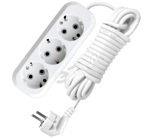 Удлинитель бытовой 3х5м с заземлением 13А         АВС-пластик E-303