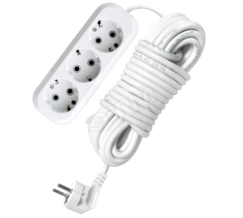 Удлинитель бытовой 3х10м с заземлением 10А АВС-пластик E-303