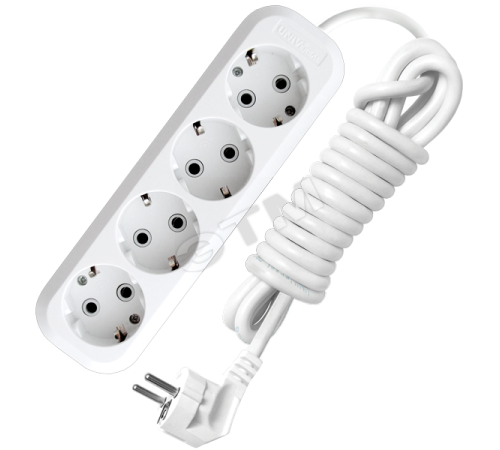 Удлинитель бытовой 4х5м с заземлением 13А АВС-пластик E-304