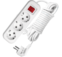 Удлинитель бытовой 3х5м с заземлением с выключателем 10А S-303