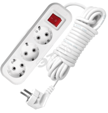 Удлинитель бытовой 3х5м с заземлением с выключателем 10А S-303