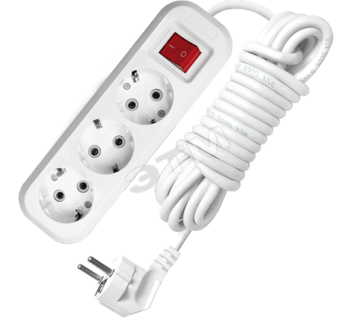 Удлинитель бытовой 3х5м с заземлением с выключателем 10А S-303