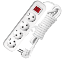 Удлинитель бытовой 4х3м с заземлением с выключателем 10А S-304