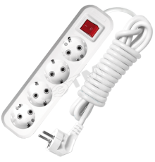 Удлинитель бытовой 4х3м с заземлением с выключателем 10А S-304