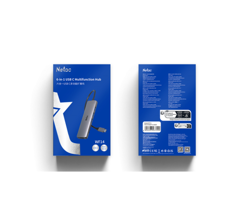 Netac Hub WF14, Type-C to USB3.0*3+HDMI+mSD/SD 2.0