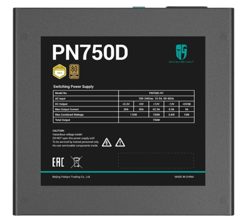 Блок питания ATX Deepcool GAMERSTORM PN750D 750W, 80+ GOLD, 12VHPWR RET Блок питания ATX Deepcool GAMERSTORM PN750D 750W, 80+ GOLD, 12VHPWR RET