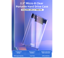 Внешний корпус для HDD/SSD Netac NT07WH11-30B0 2.5 SATA --> USB3.0 , скользящая прозрачная крышка, USB3.0 A --> B кабель