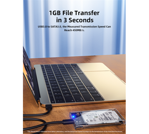 Внешний корпус для HDD/SSD Netac NT07WH11-30CC 2.5 SATA --> USB3.0 , скользящая прозрачная крышка, USB3.0 C --> C кабель Внешний корпус для HDD/SSD Netac NT07WH11-30CC 2.5 SATA --> USB3.0 , скользящая прозрачная крышка, USB3.0 C --> C кабель