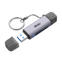 Картридер Netac WK13GYCN USB3.0+Type-C --> mSD/SD, Серый