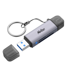 Картридер Netac WK13GYCN USB3.0+Type-C --> mSD/SD, Серый