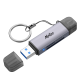 Картридер Netac WK13GYCN USB3.0+Type-C --> mSD/SD, Серый