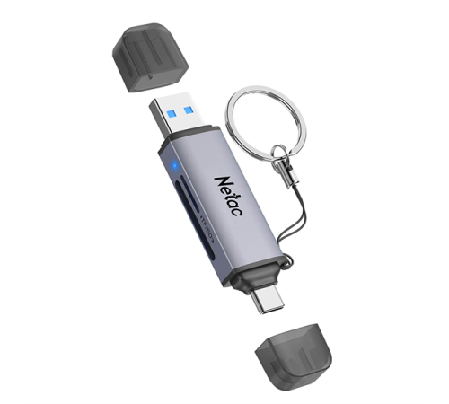 Картридер Netac WK13GYCN USB3.0+Type-C --> mSD/SD, Серый Картридер Netac WK13GYCN USB3.0+Type-C --> mSD/SD, Серый
