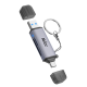 Картридер Netac WK13GYCN USB3.0+Type-C --> mSD/SD, Серый