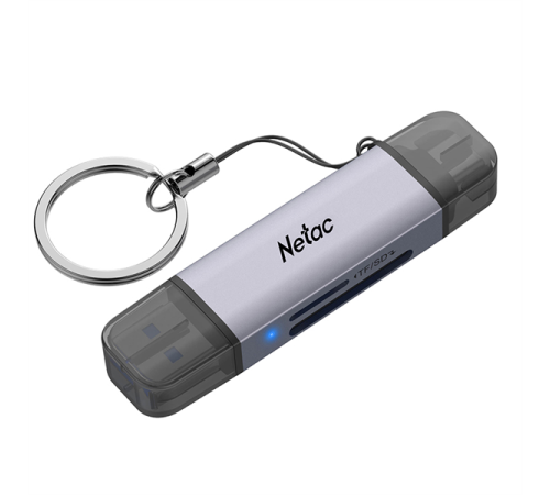 Картридер Netac WK13GYCN USB3.0+Type-C --> mSD/SD, Серый Картридер Netac WK13GYCN USB3.0+Type-C --> mSD/SD, Серый