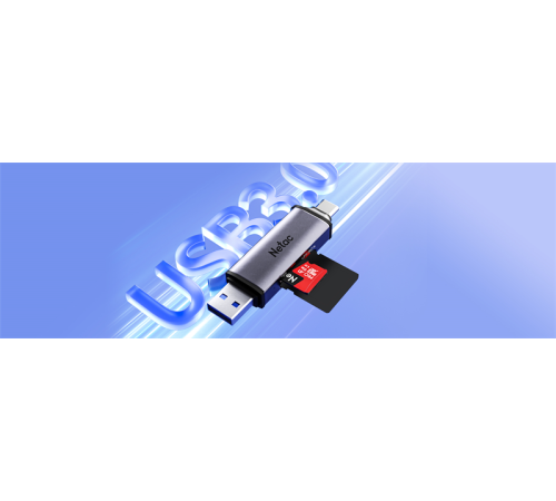 Картридер Netac WK13GYCN USB3.0+Type-C --> mSD/SD, Серый Картридер Netac WK13GYCN USB3.0+Type-C --> mSD/SD, Серый