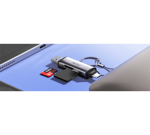 Картридер Netac WK13GYCN USB3.0+Type-C --> mSD/SD, Серый Картридер Netac WK13GYCN USB3.0+Type-C --> mSD/SD, Серый