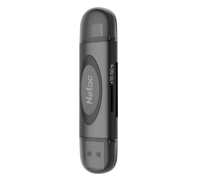 Картридер Netac WK14BKCN USB3.0+Type-C --> mSD/SD, Черный