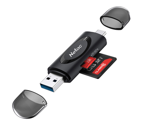 Картридер Netac WK14BKCN USB3.0+Type-C --> mSD/SD, Черный