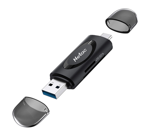 Картридер Netac WK14BKCN USB3.0+Type-C --> mSD/SD, Черный