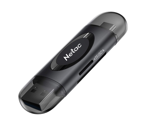 Картридер Netac WK14BKCN USB3.0+Type-C --> mSD/SD, Черный