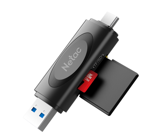 Картридер Netac WK14BKCN USB3.0+Type-C --> mSD/SD, Черный