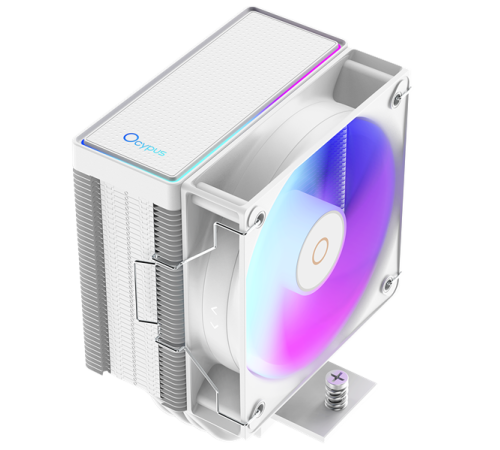 Кулер для процессора Ocypus Gamma A40 WH ARGB Digital, 100mm ARGB FAN, Top Display Panel, 4 HEAT PIPES, 4-PIN PWM, 600-2400 RPM, 29.5DBA, HYDRO BEARING, LGA115X/1200/1700/18XX, AM4/AM5