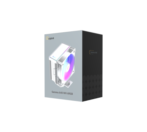 Кулер для процессора Ocypus Gamma A40 WH ARGB Digital, 100mm ARGB FAN, Top Display Panel, 4 HEAT PIPES, 4-PIN PWM, 600-2400 RPM, 29.5DBA, HYDRO BEARING, LGA115X/1200/1700/18XX, AM4/AM5