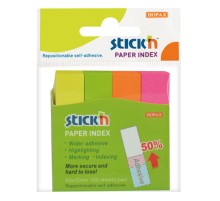Закладки самокл. индексы бумажные Stick`n 21613 12x50мм 4цв.в упак. 100лист европодвес