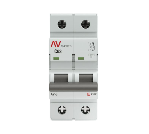 EKF mcb6-2-63C-av Выключатель автоматический AV-6 2P 63A (C) 6kA EKF AVERES