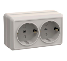 Iek ERO24-K33-16-DC РСш22-3-ОКм Розетка 2местн. с з/к с защ. штор.16А откр.уст. ОКТАВА (кремовый)