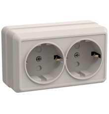 Iek ERO24-K33-16-DC РСш22-3-ОКм Розетка 2местн. с з/к с защ. штор.16А откр.уст. ОКТАВА (кремовый)