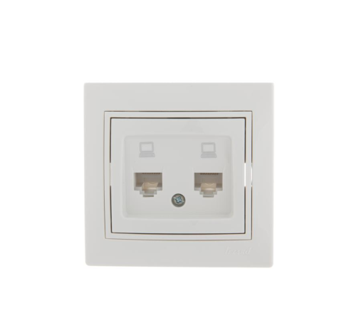 Розетка компьютерная 2-м СП Mira RJ45 бел./бел. LEZARD 701-0202-141