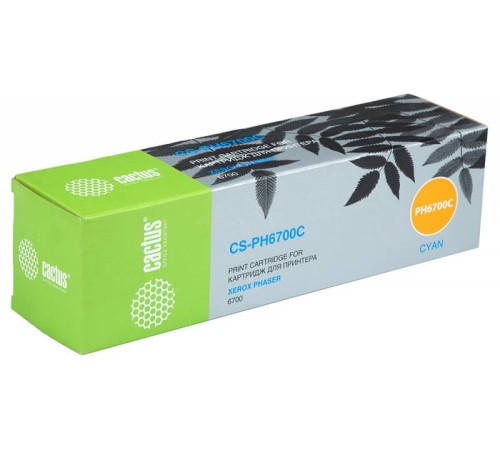 Картридж лазерный Cactus CS-PH6700C 106R01523 голубой (12000стр.) для Xerox Phaser 6700
