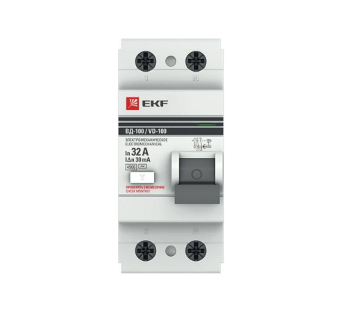 Выключатель дифференциального тока (УЗО) 2п 32А 30мА тип AC ВД-100 (электромех.) PROxima EKF elcb-2-